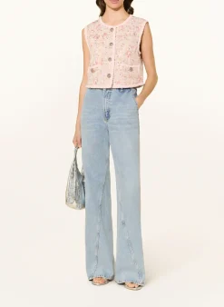 Tweed-Weste mit Pailletten und Glitzergarn