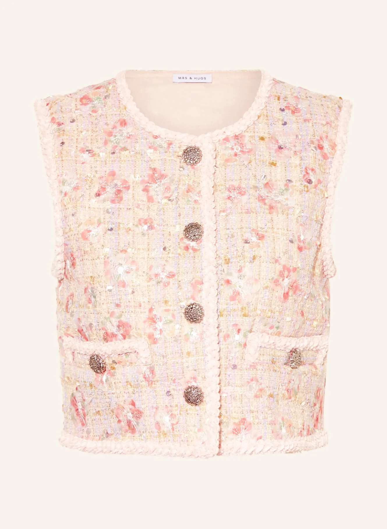 Tweed-Weste mit Pailletten und Glitzergarn