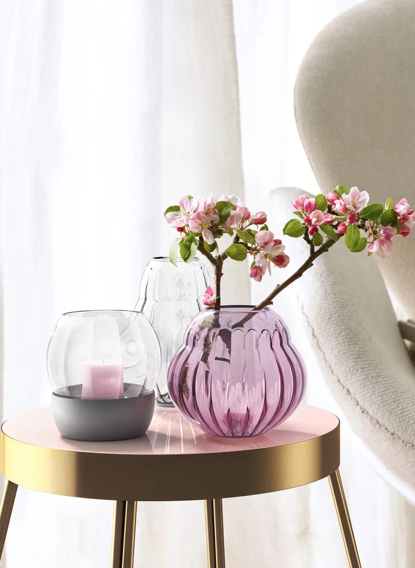 Vase/Windlicht, rose ROSE GARDEN HOME