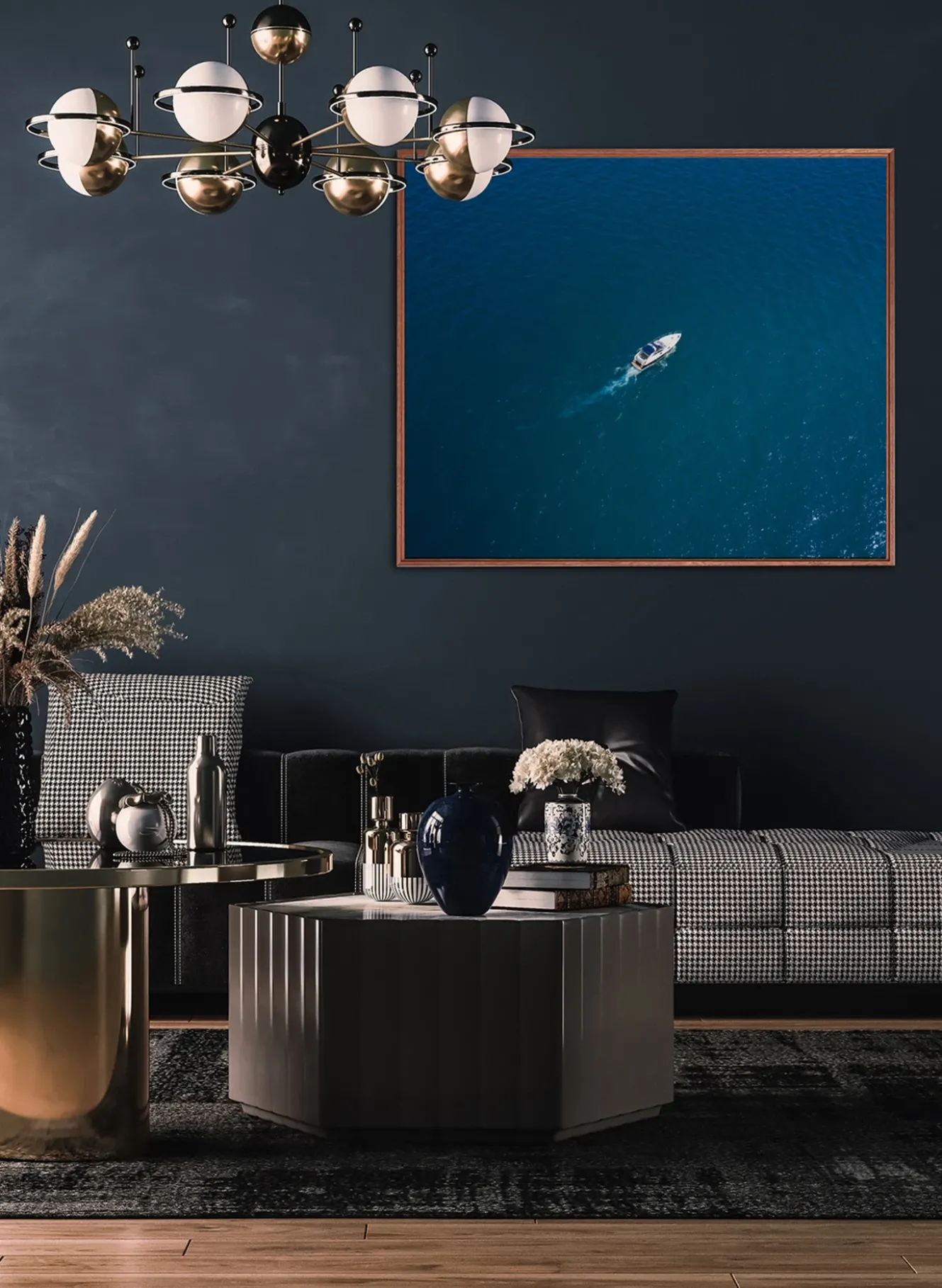 Wandbild BLAUES MEER mit Rahmen