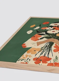 Wandbild BLUMEN AUF GRÜN mit Rahmen