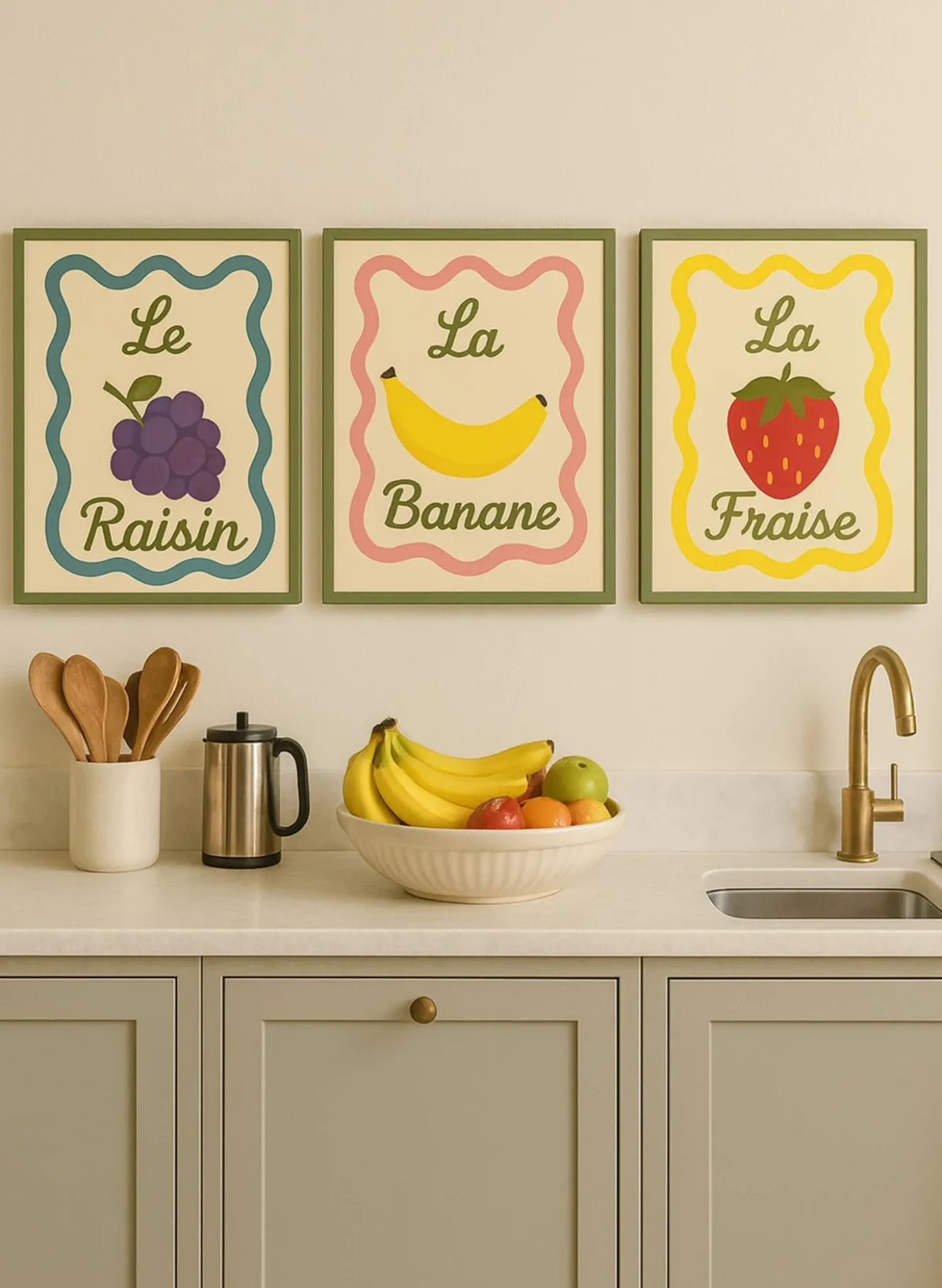 Wandbild DIE ERDBEERE mit Rahmen