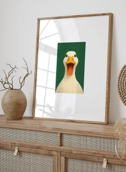 Wandbild DIE FRÖHLICHE ENTE mit Rahmen