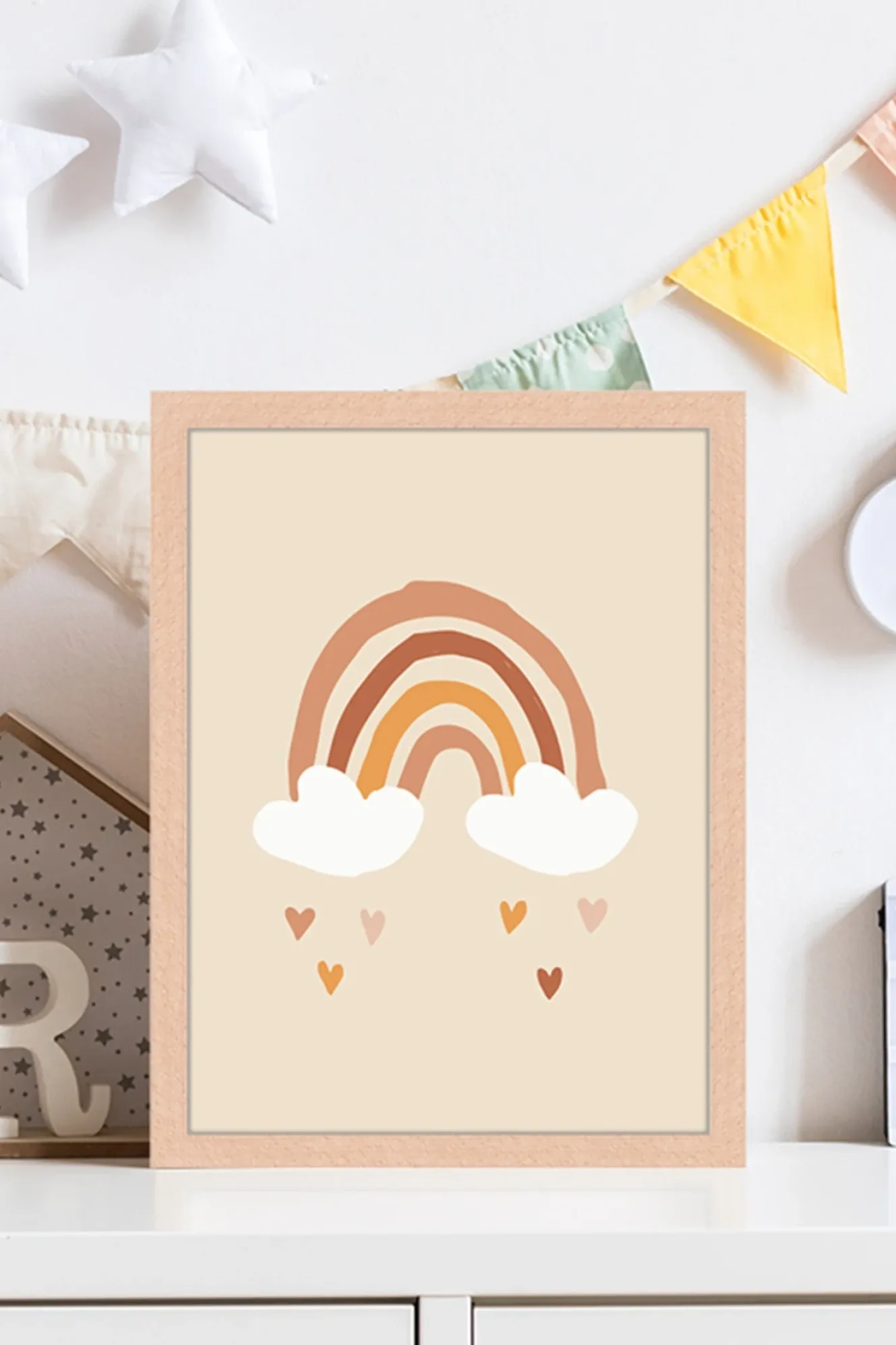 Wandbild ICH LIEBE REGENBÖGEN mit Rahmen