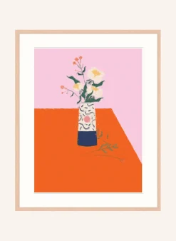 Wandbild VASE MIT BLUMEN mit Rahmen