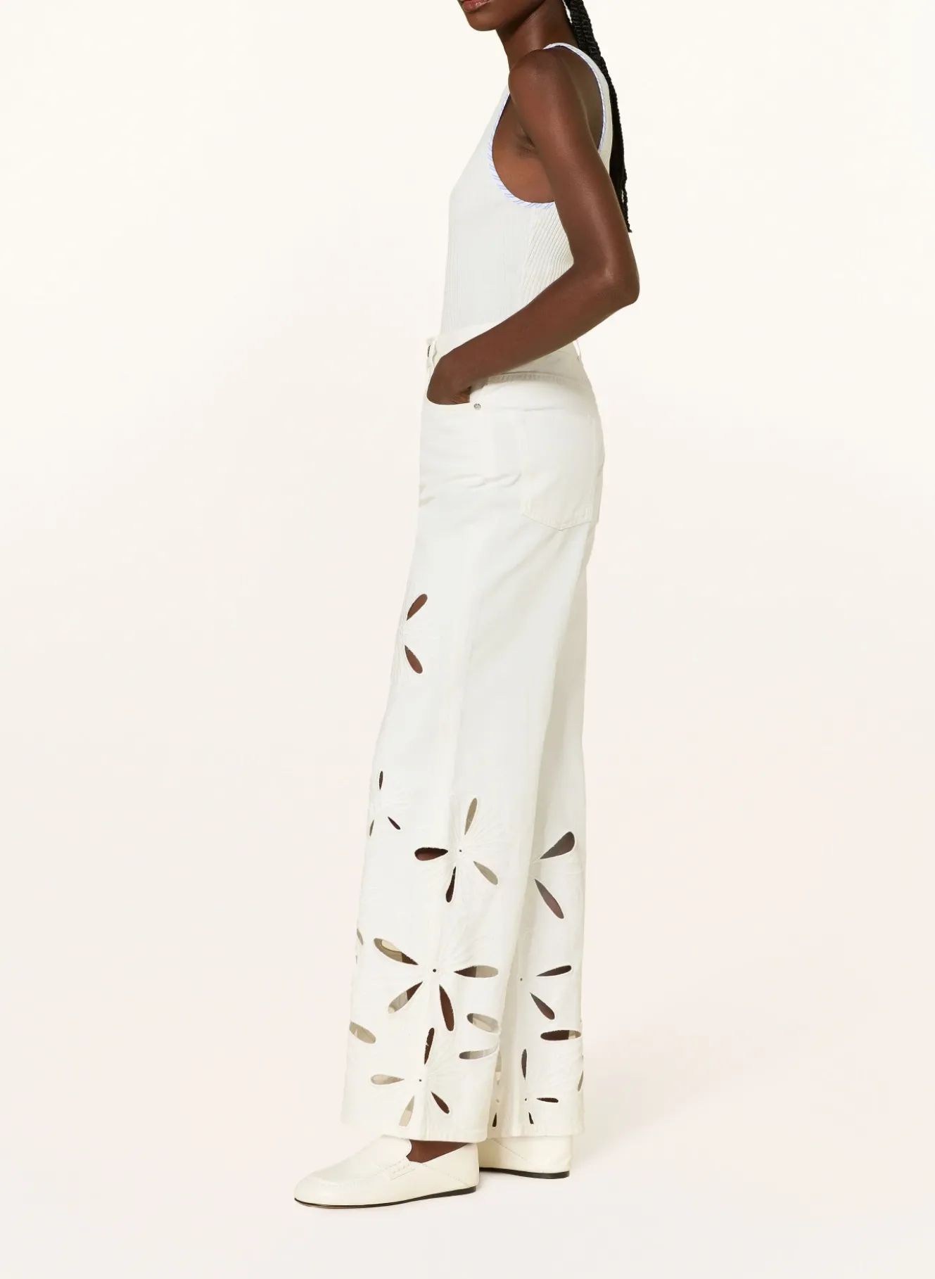 Wide Leg Jeans mit Lochspitze